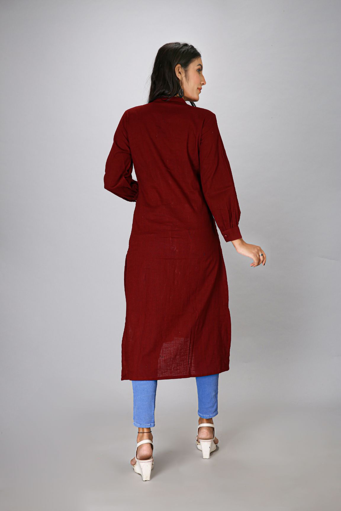 Maroon Plain Kurti