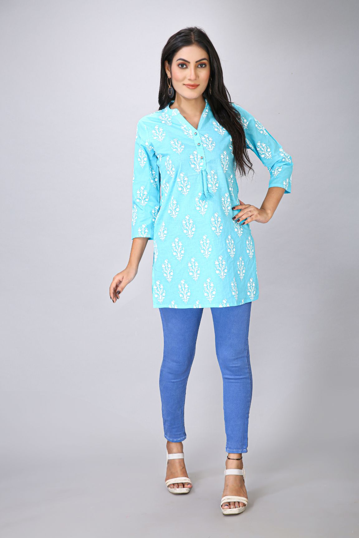 Sky Printed Short Kurti