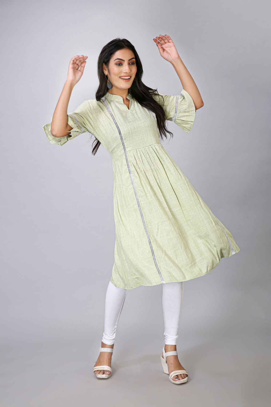 Green Lace Work Kurti