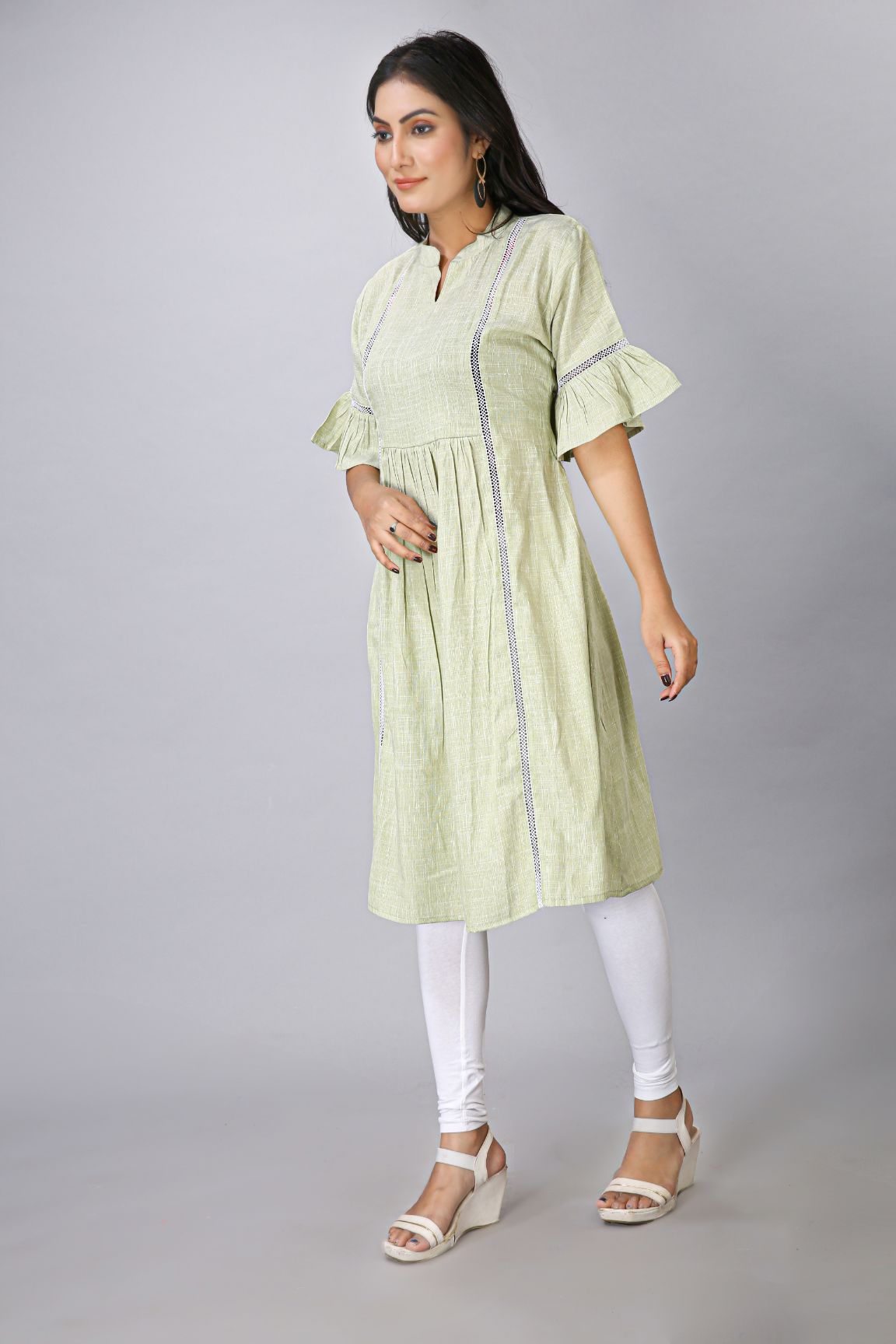 Green Lace Work Kurti