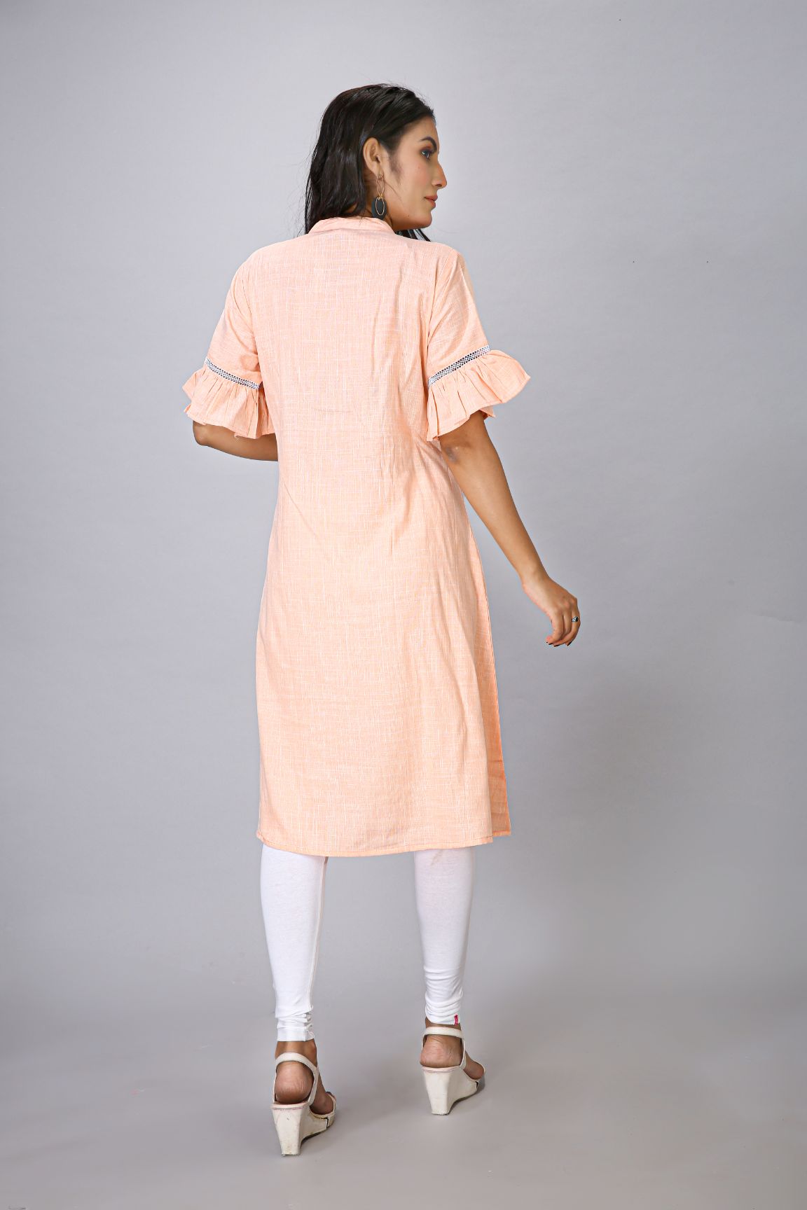 Orange Lace Work Kurti