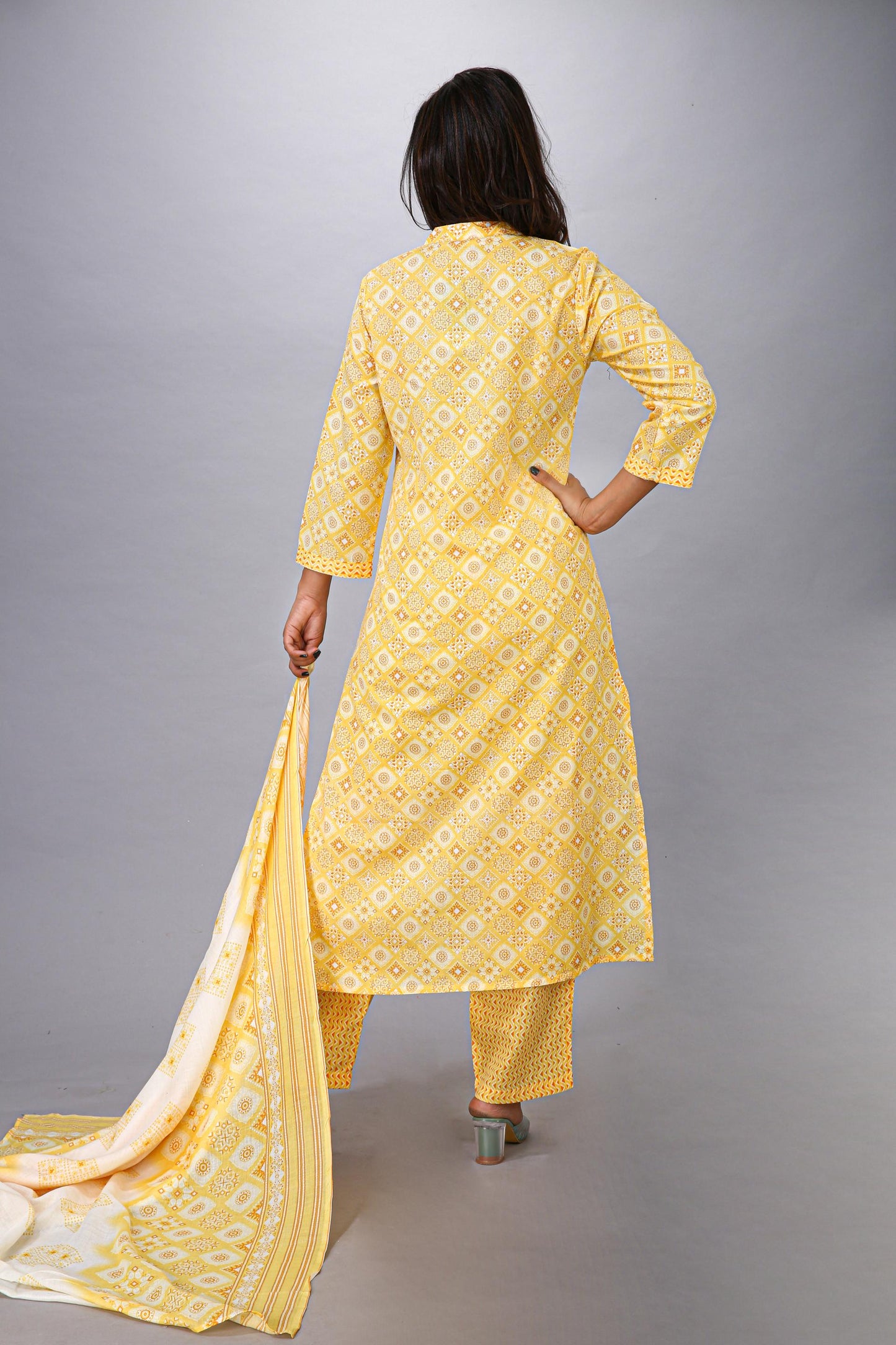 Yellow Top Bottom Dupatta Set