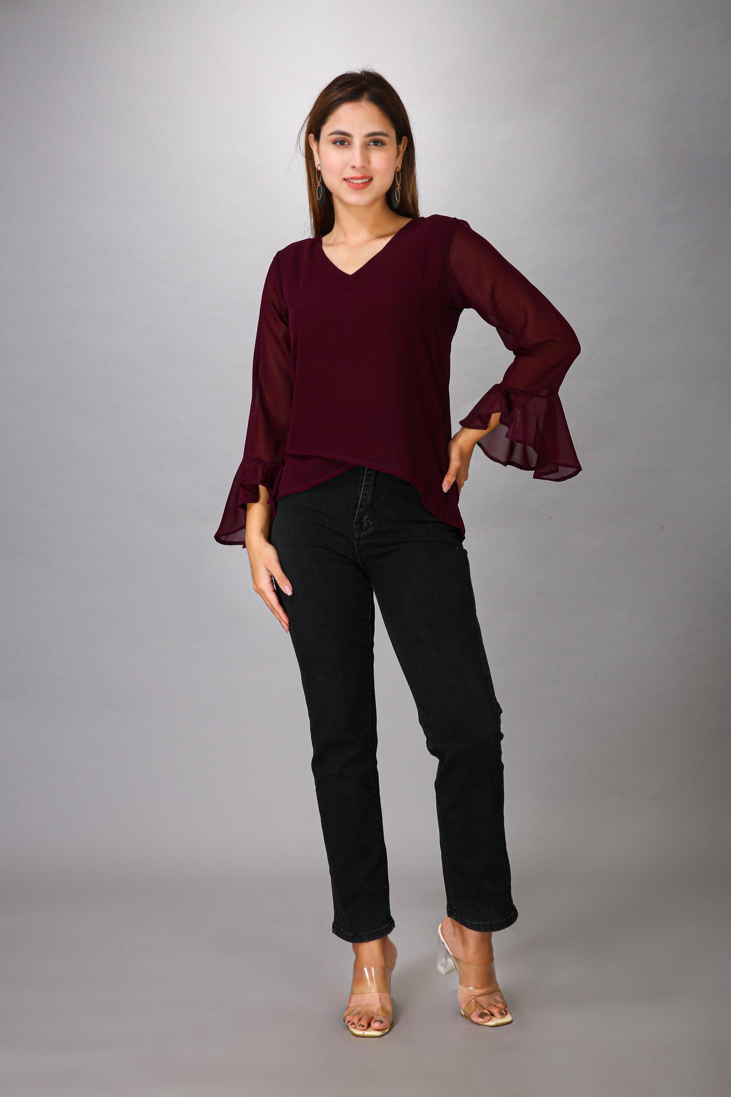 WINE GEORGETTE TOP