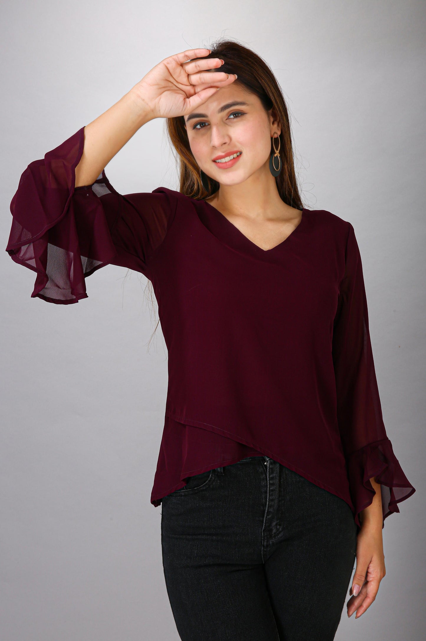 WINE GEORGETTE TOP