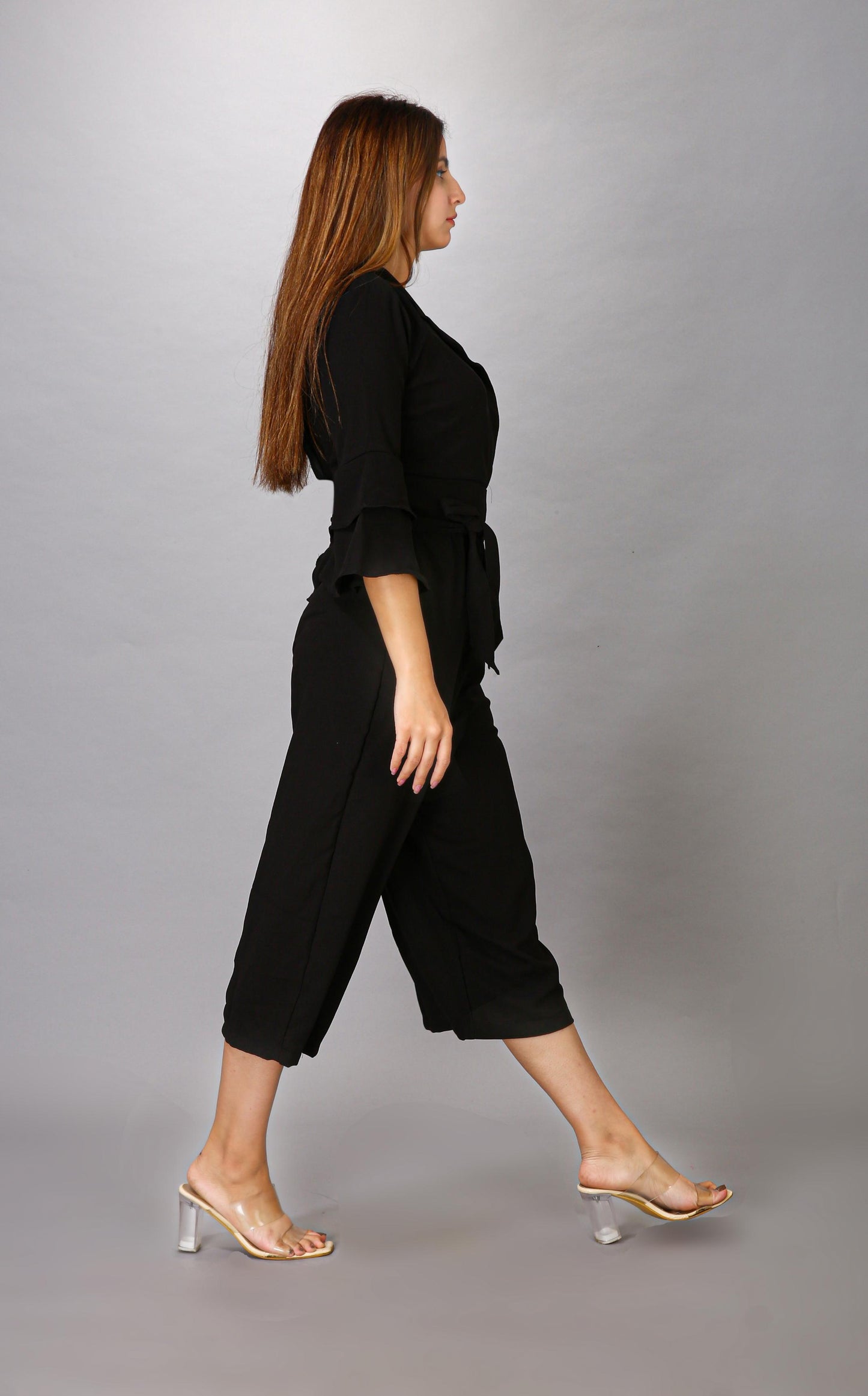 BLACK CREAP JUMPSUIT