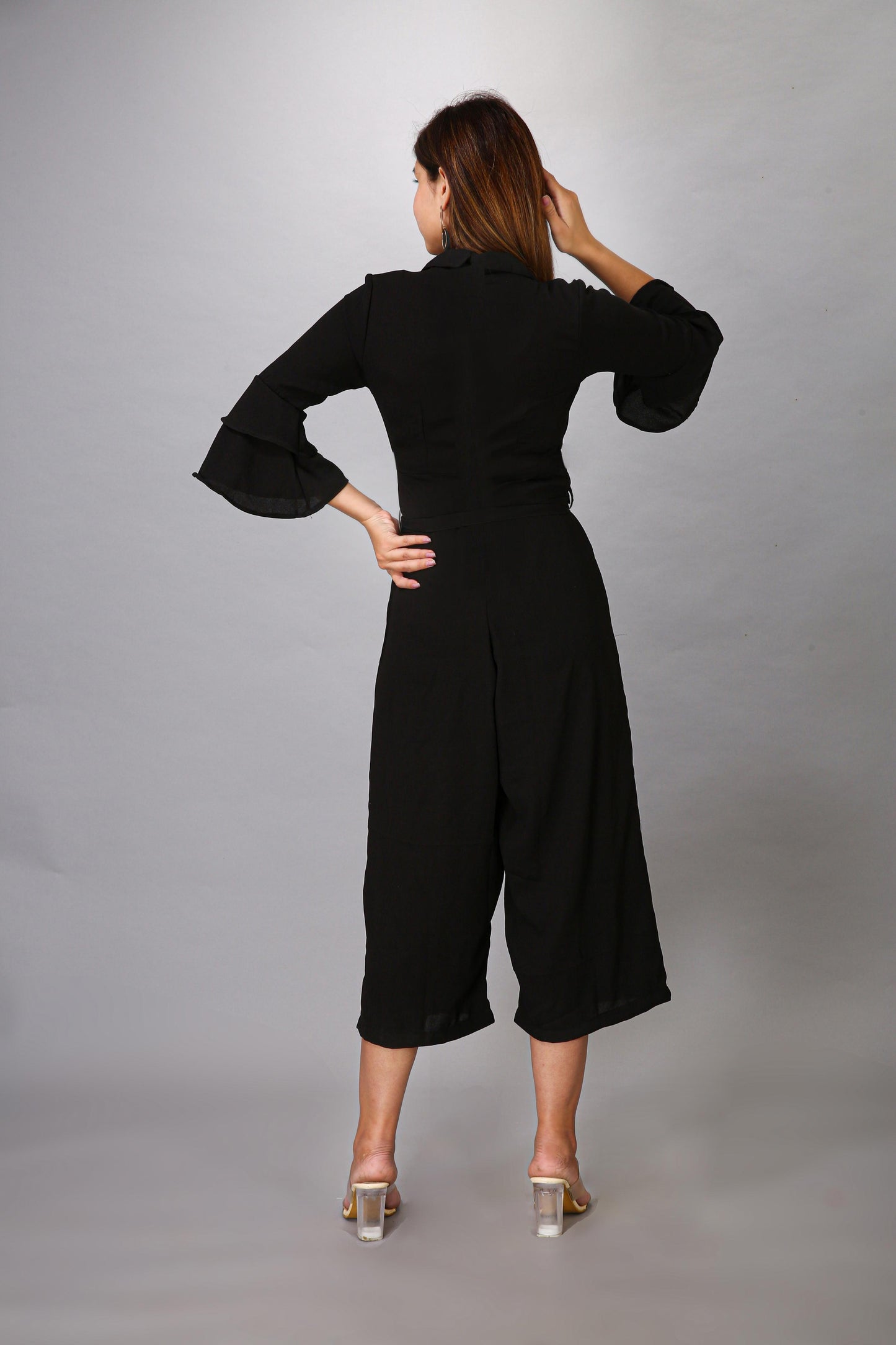 BLACK CREAP JUMPSUIT