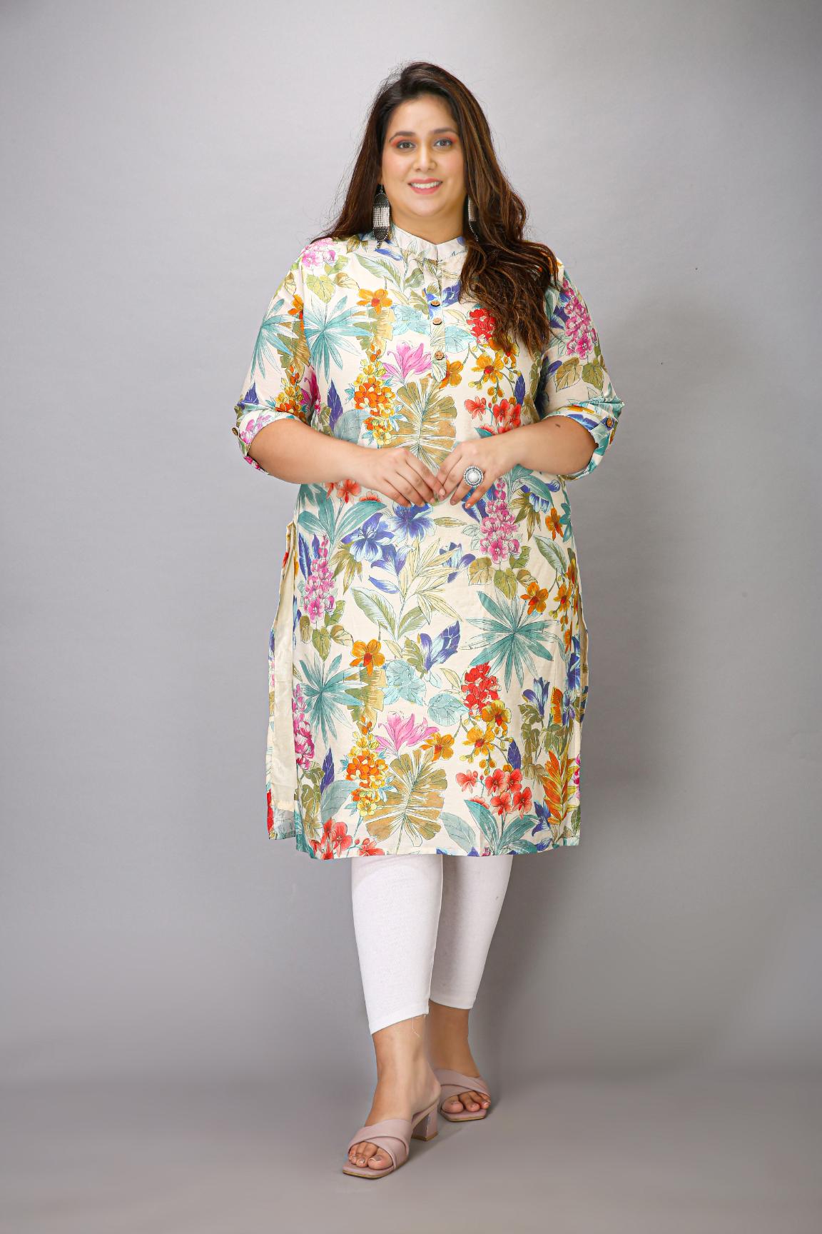 BEIGE COLOUR CHANDERI KURTI