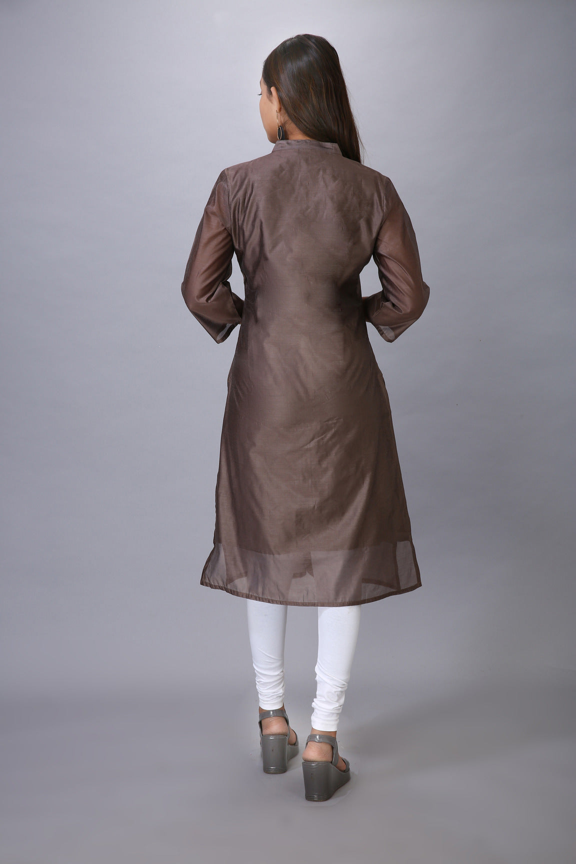 BROWN COLOUR CHANDERI KURTI