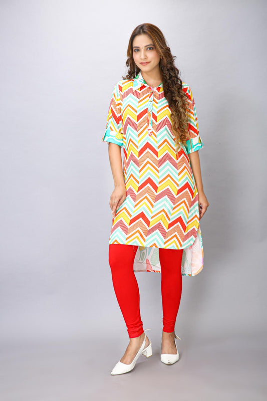 MULTI COLOUR PRINTED KURTI