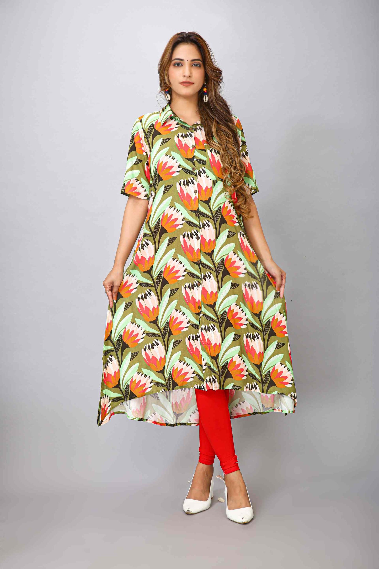 Green Color Printed Kurti