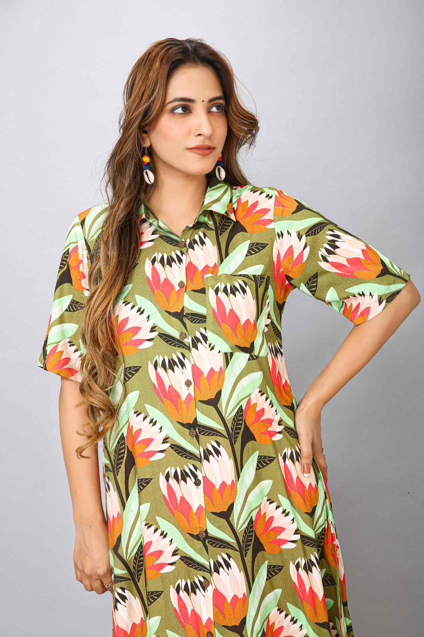 Green Color Printed Kurti