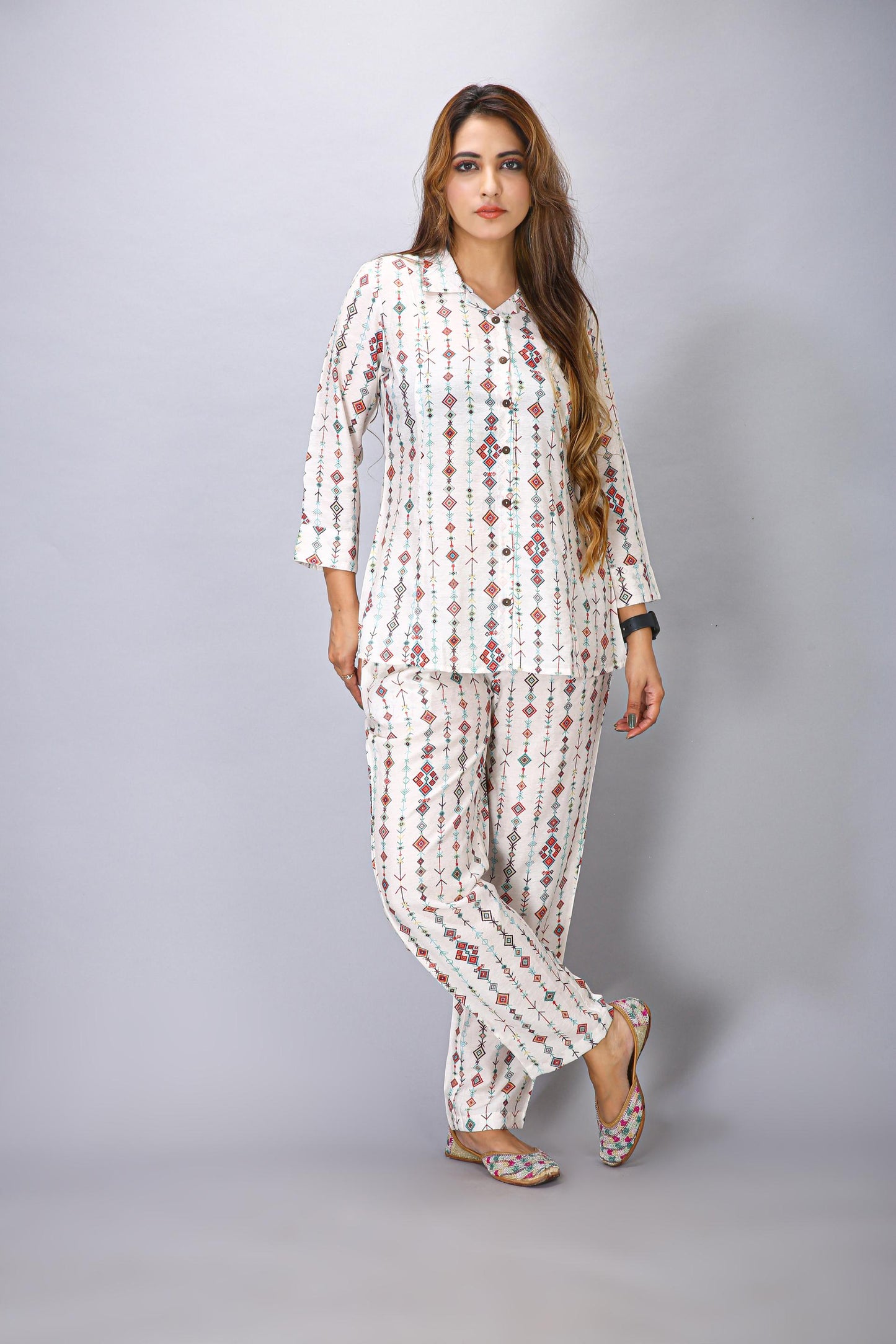 WHITE CHANDERI CO-ORD SET