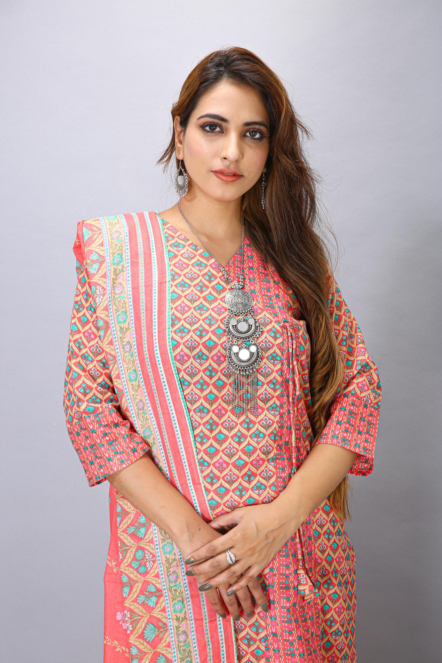 PINK COLOUR TOP BOTTOM DUPPATTA SET