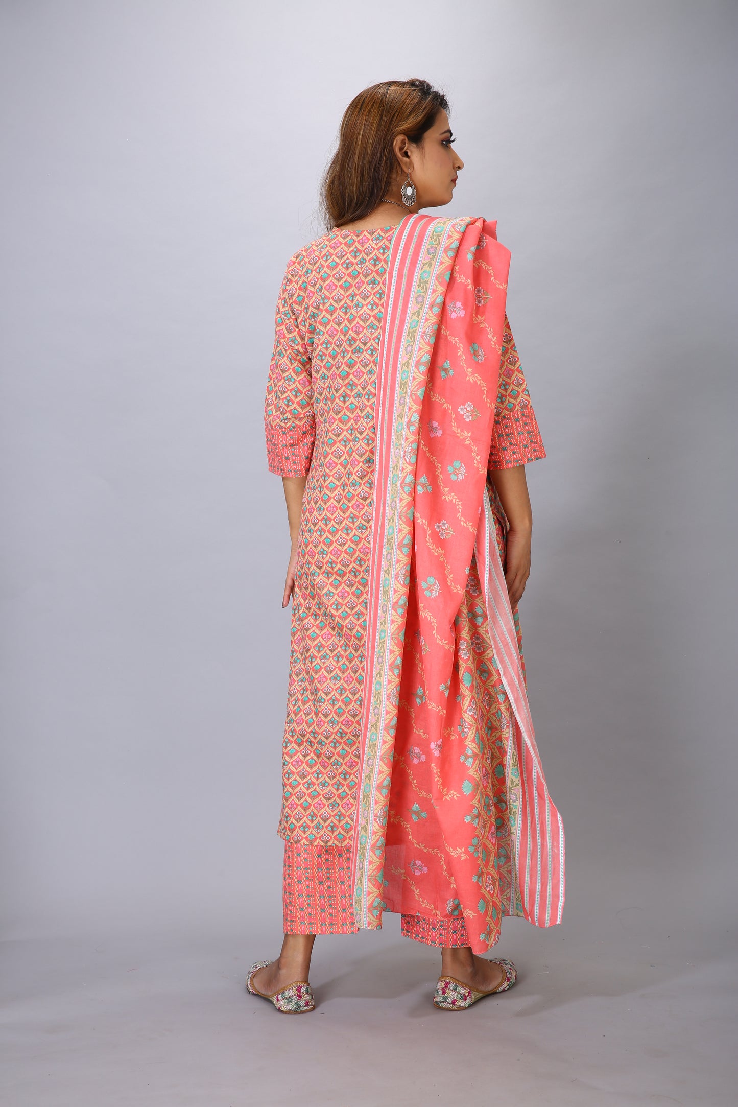 PINK COLOUR TOP BOTTOM DUPPATTA SET