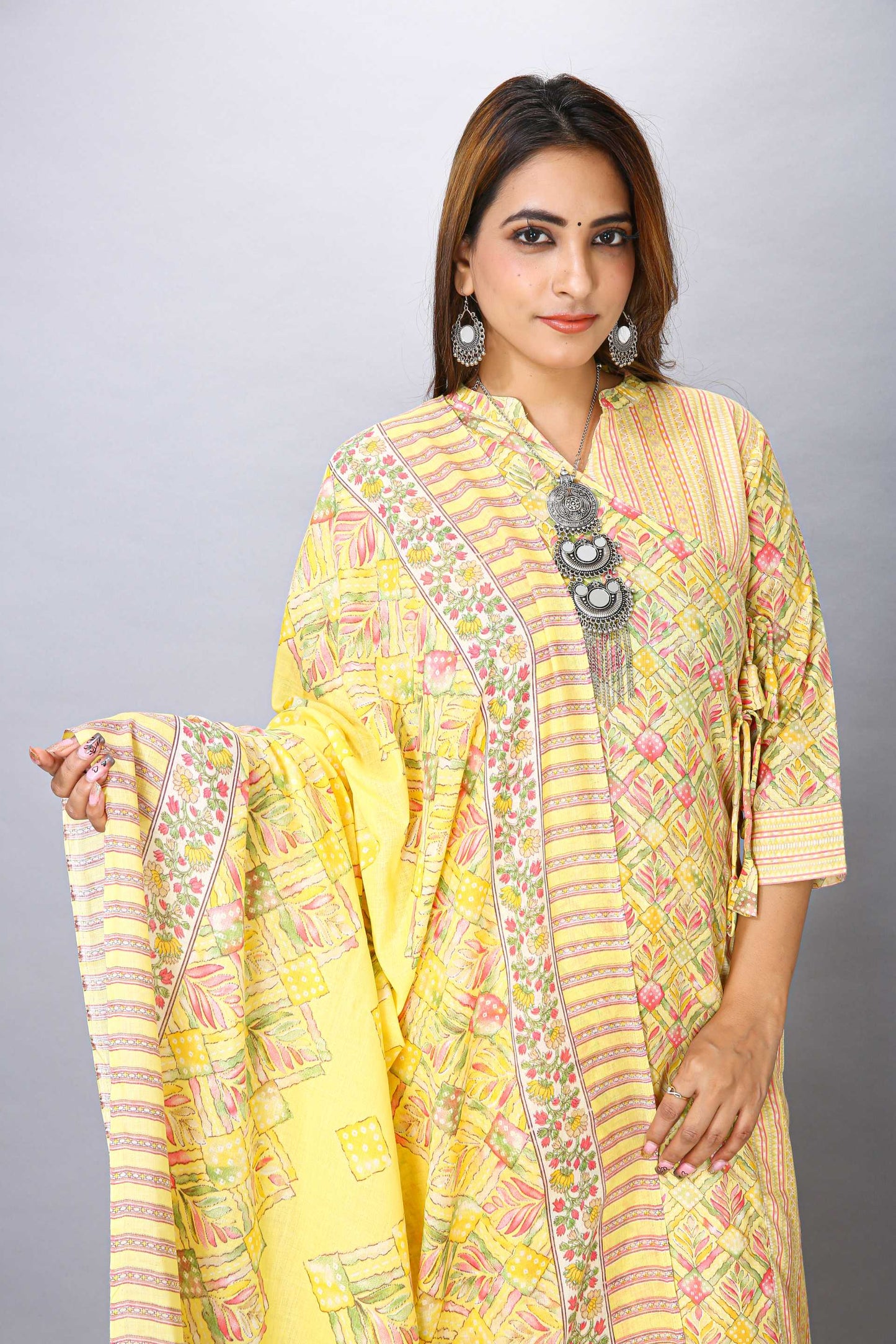 YELLOW TOP BOTTOM DUPPTA SET