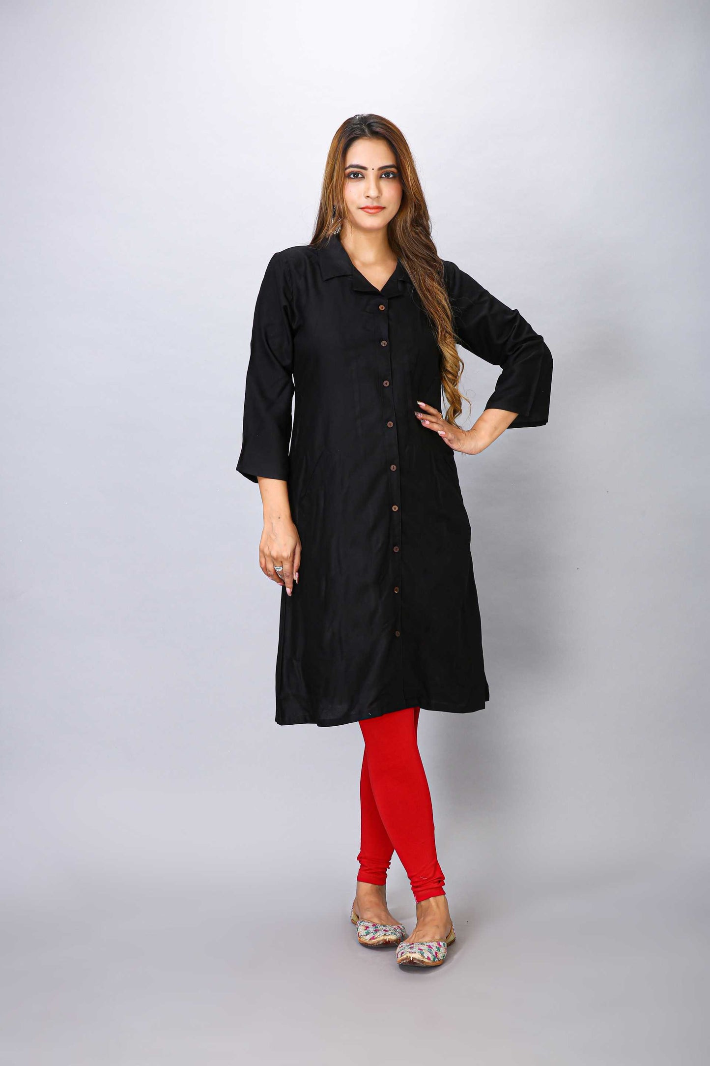 BLACK COLOUR RAYON KURTI