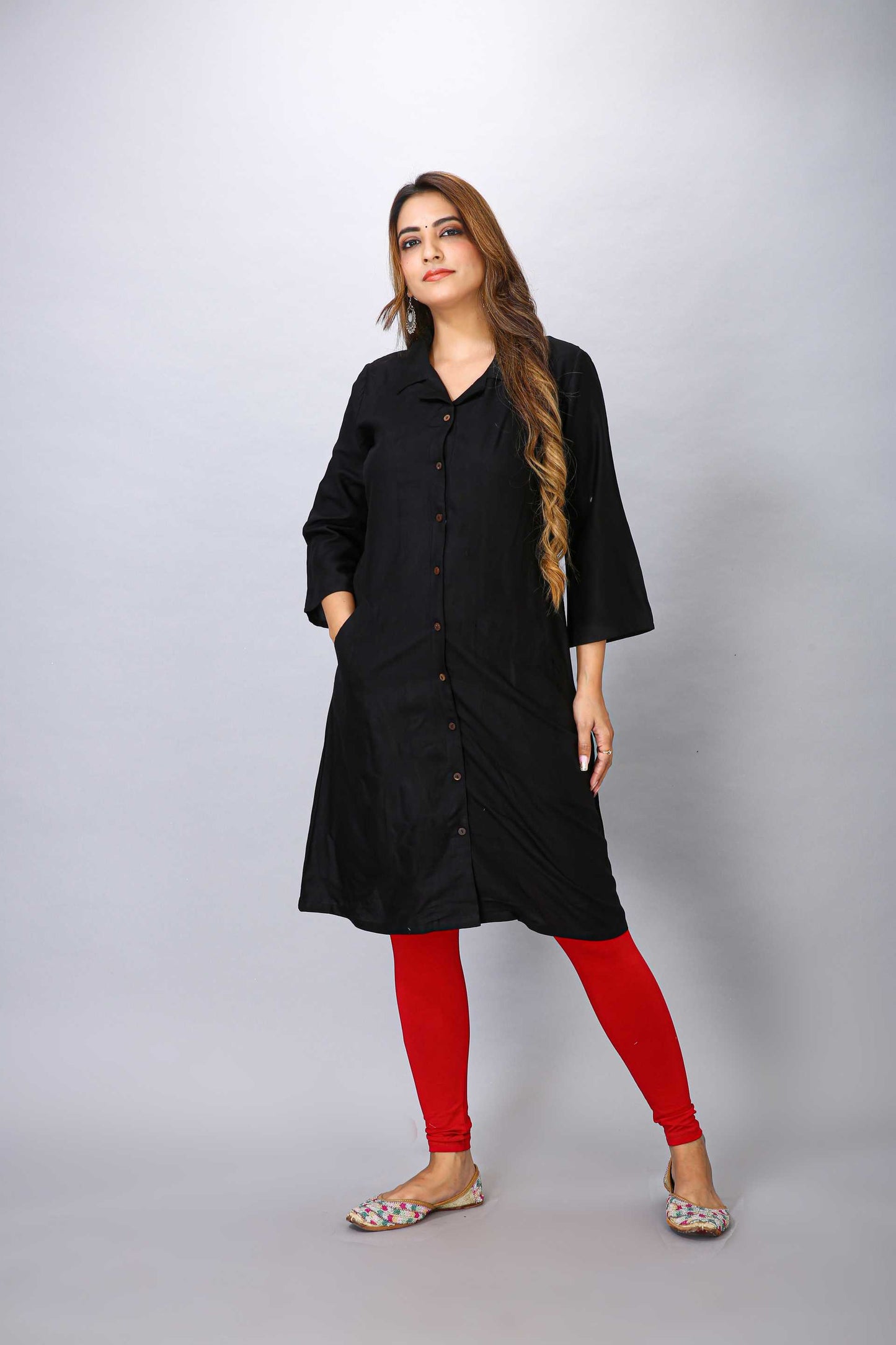 BLACK COLOUR RAYON KURTI