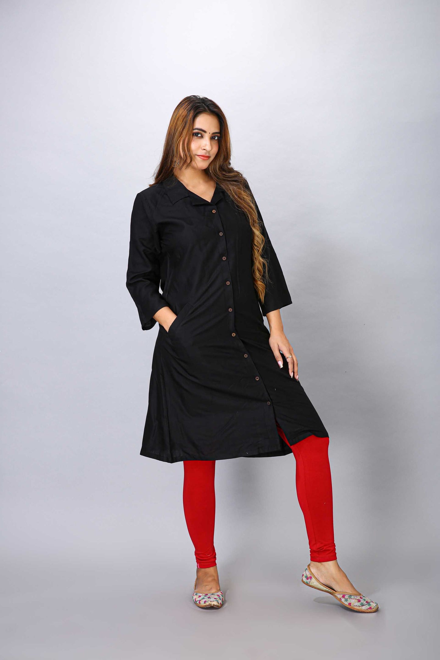 BLACK COLOUR RAYON KURTI