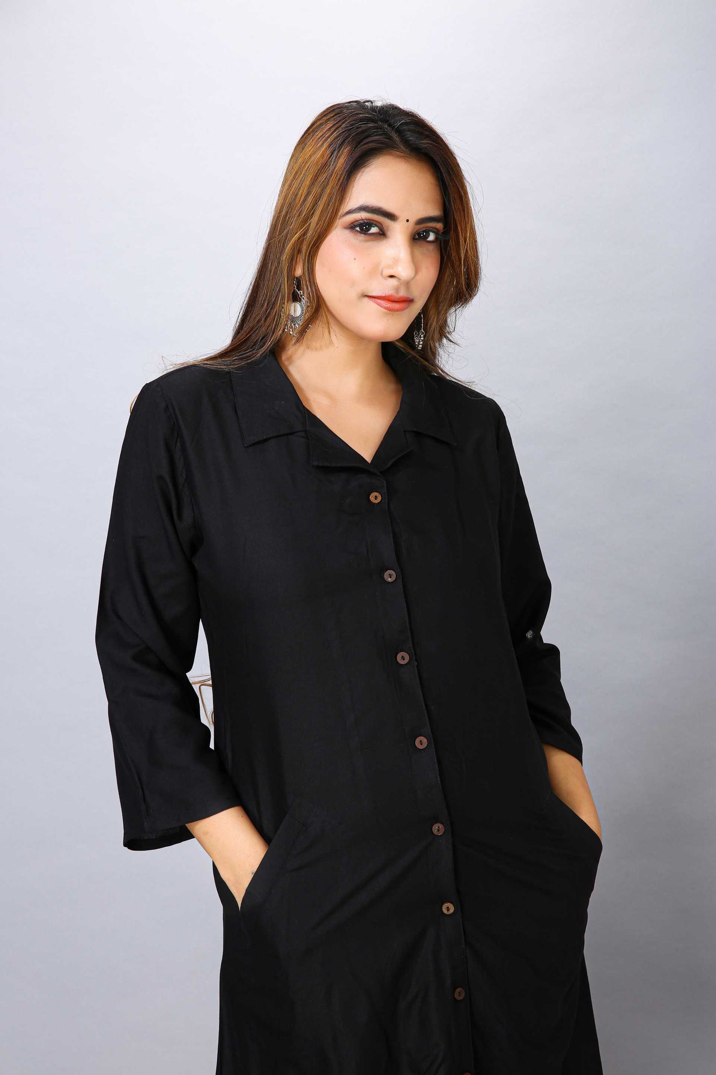 BLACK COLOUR RAYON KURTI