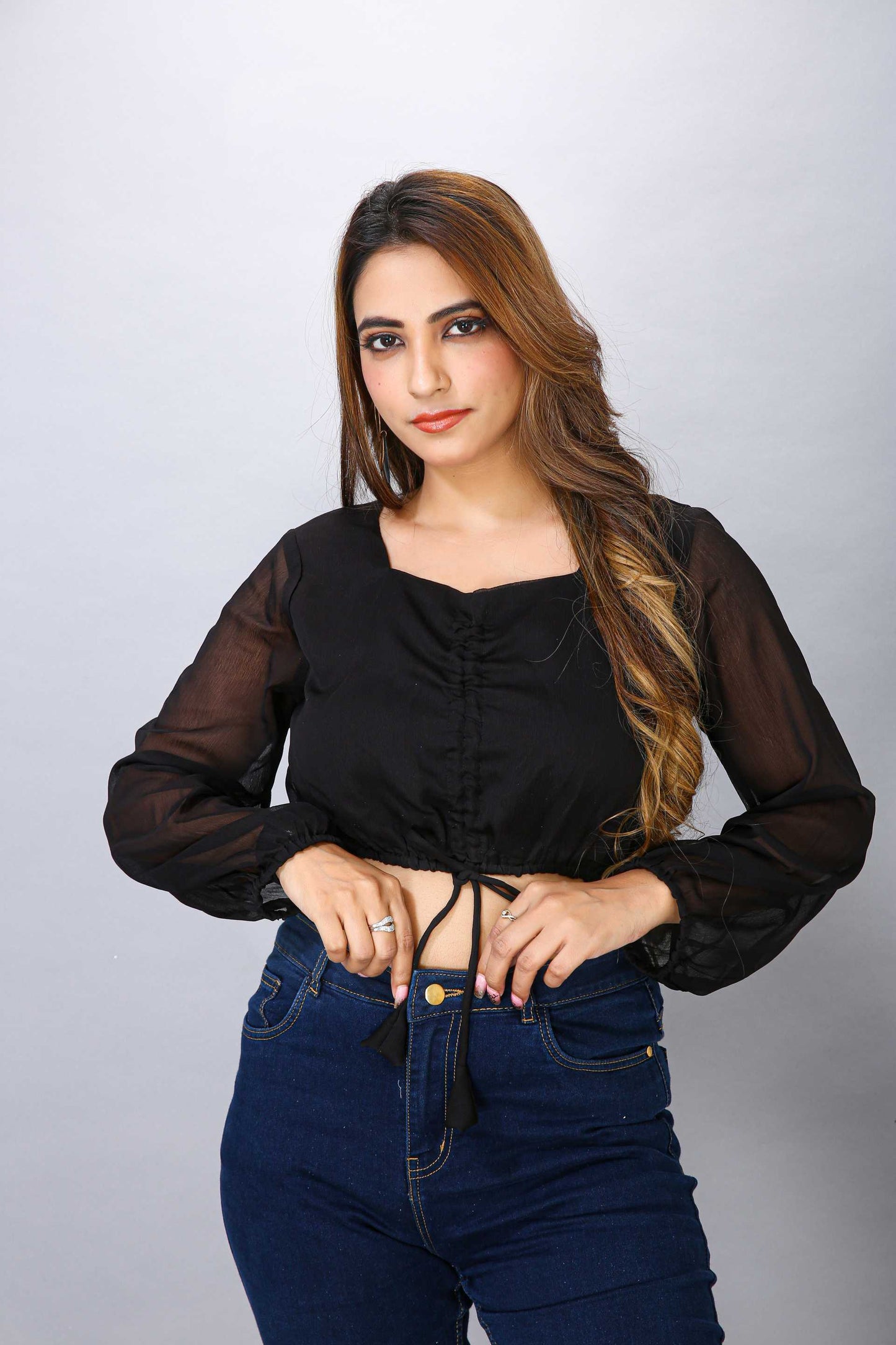 BLACK CREPE TOP