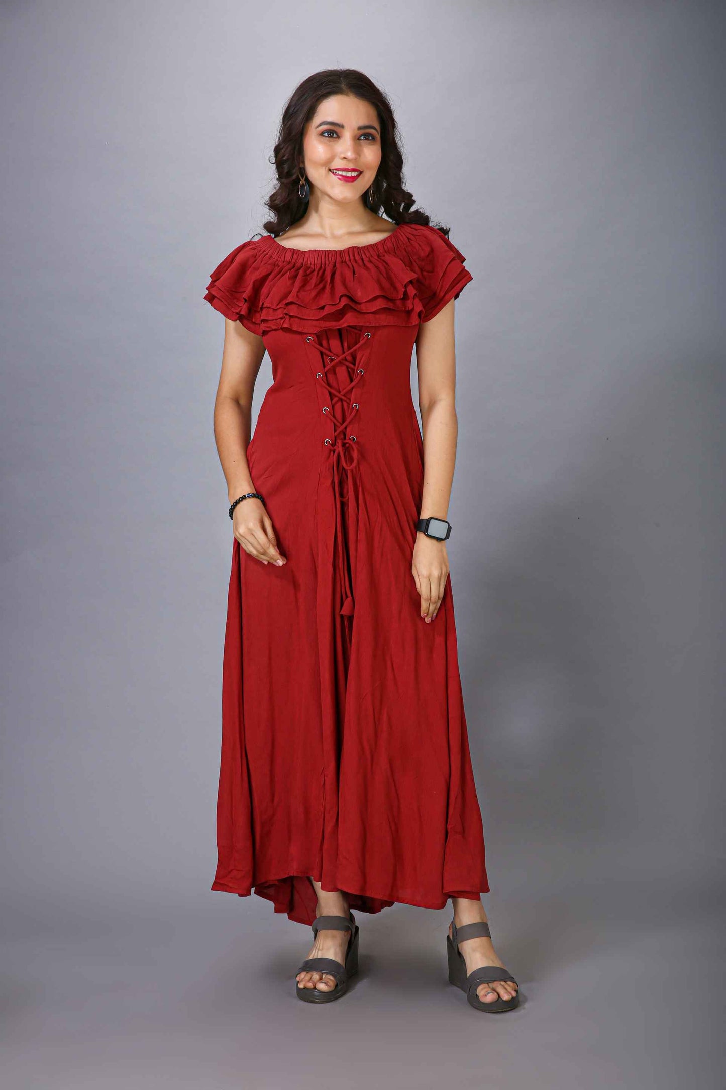 MAROON GOWN STYLE DRESS