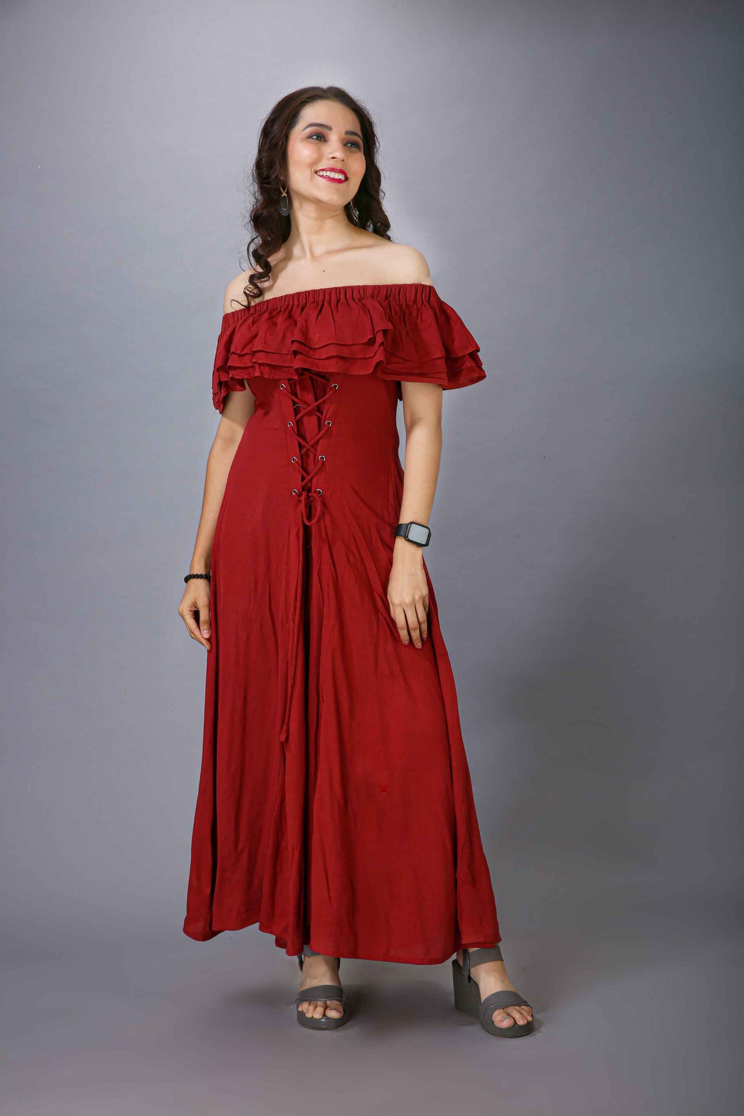 MAROON GOWN STYLE DRESS