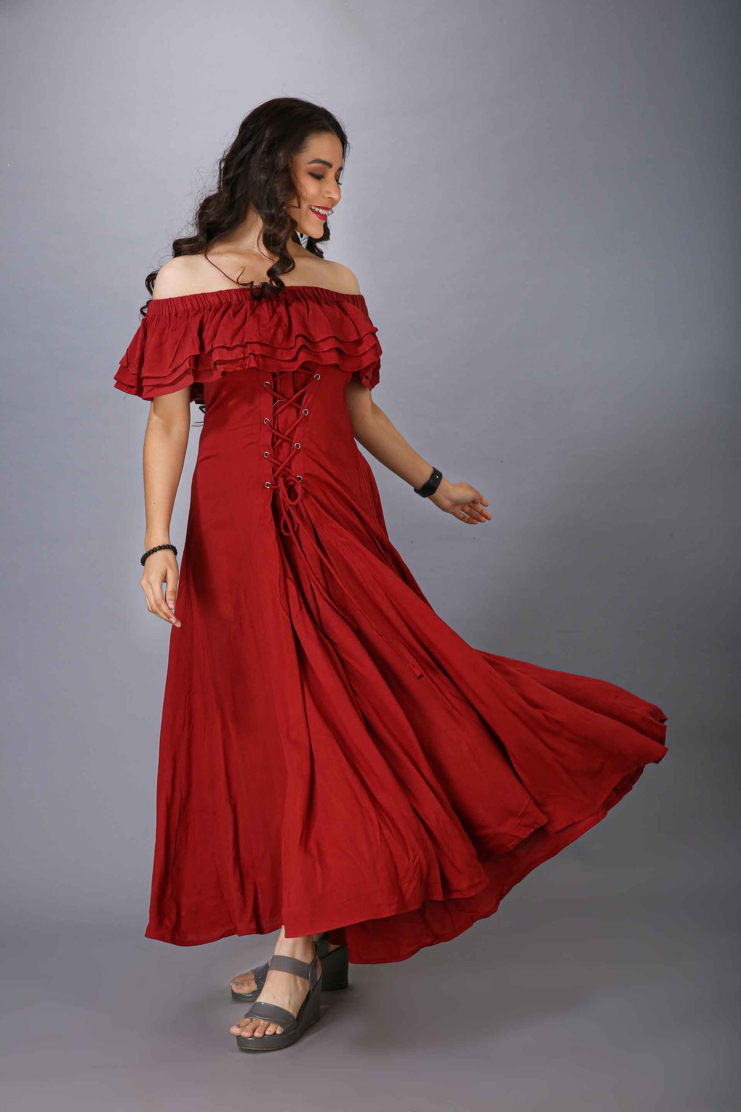 MAROON GOWN STYLE DRESS