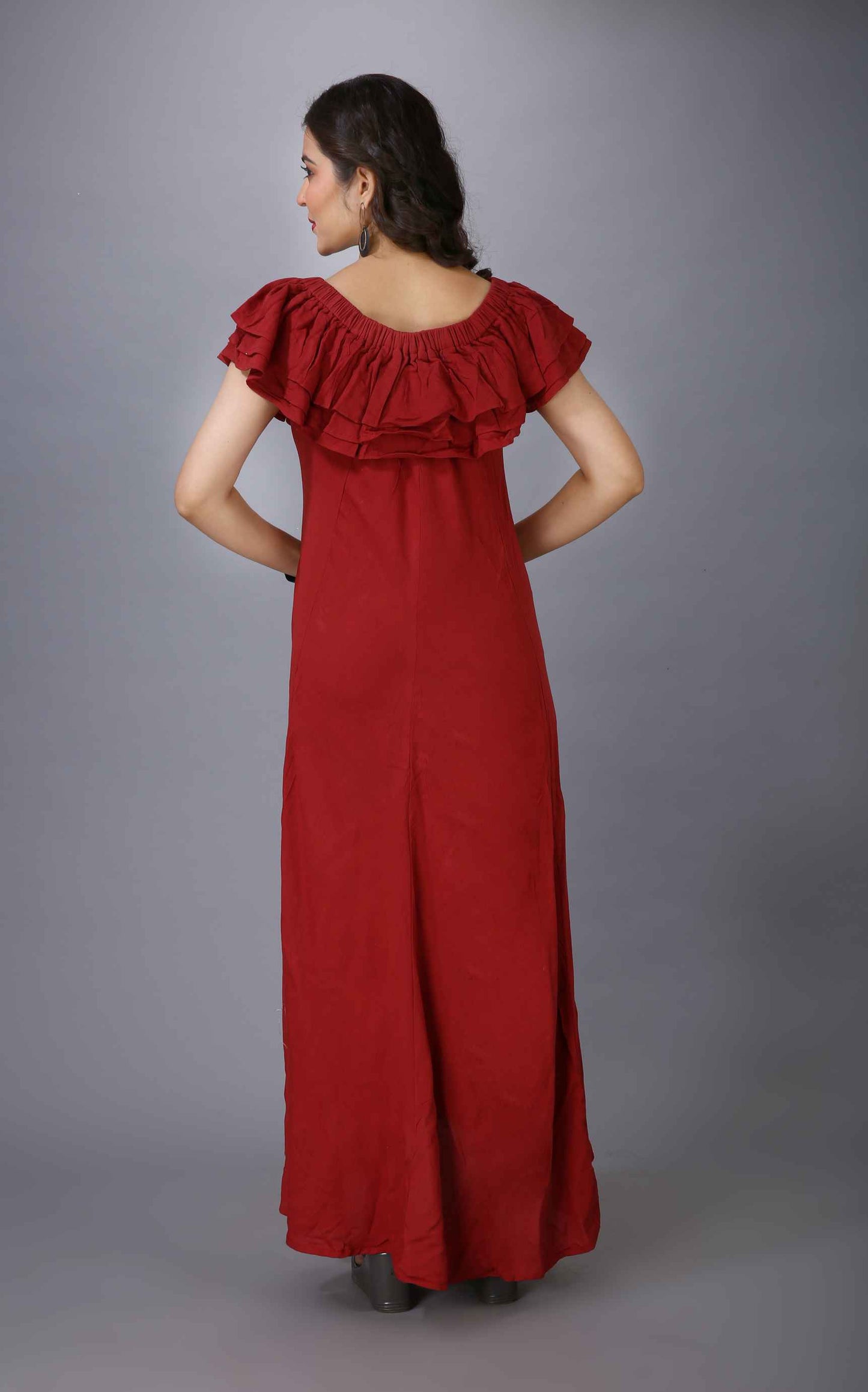 MAROON GOWN STYLE DRESS