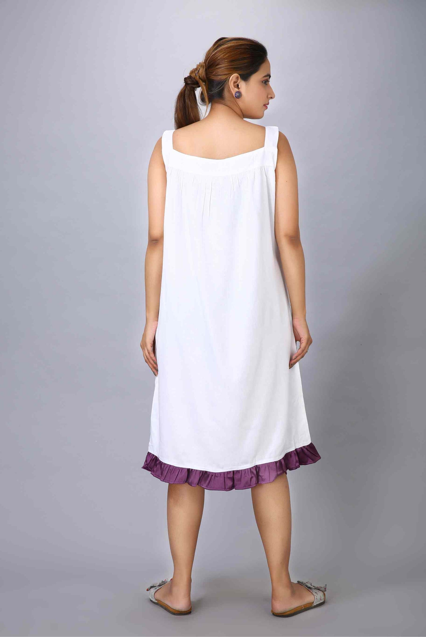 White Color Short Nighty