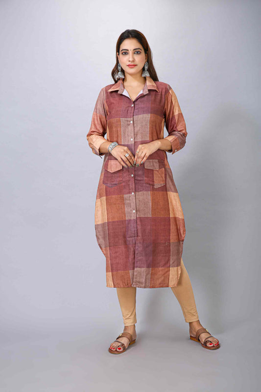 Brown Checks Kurti