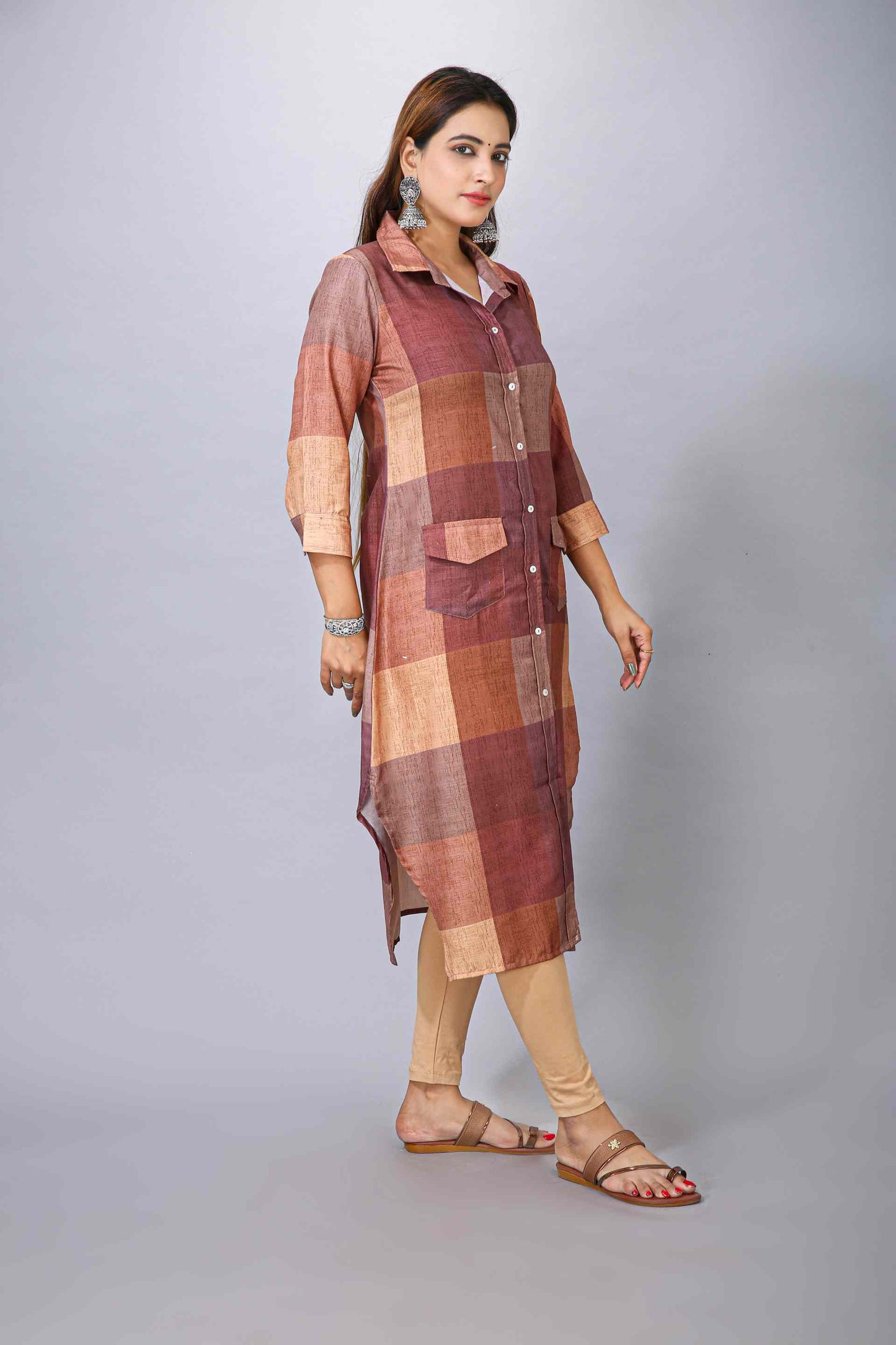 Brown Checks Kurti