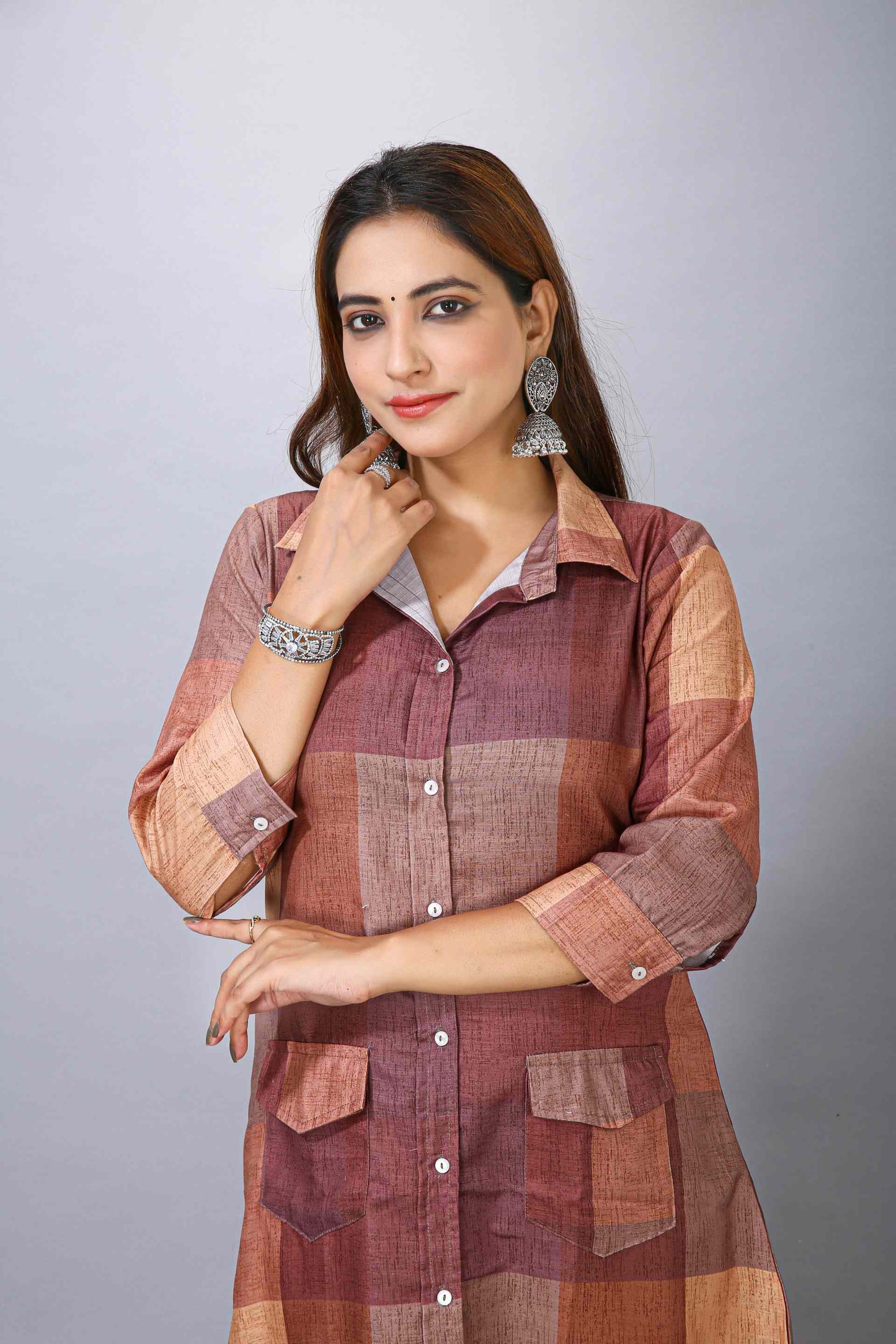 Brown Checks Kurti